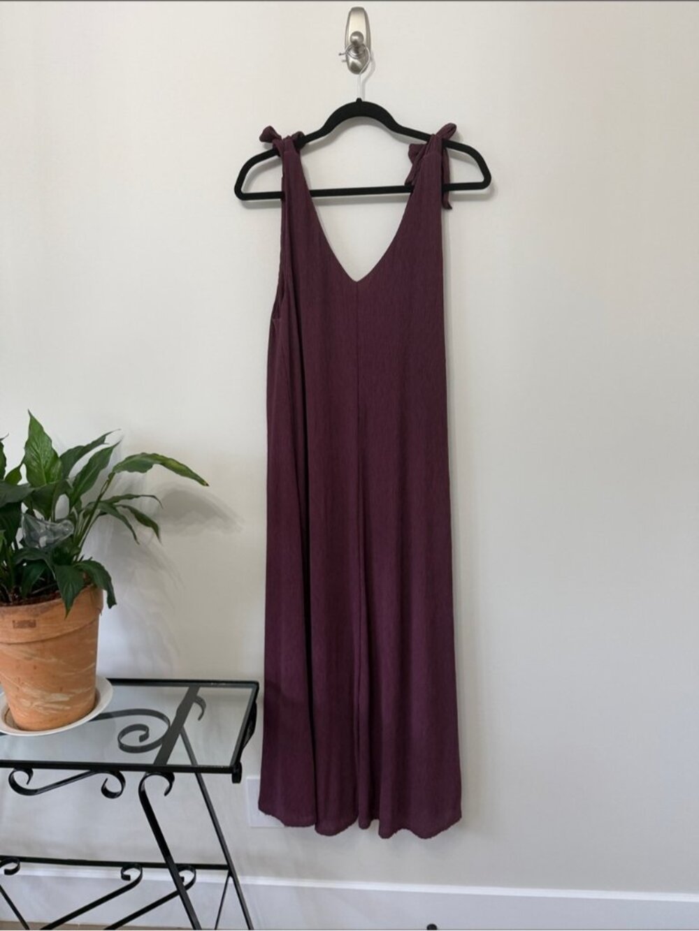 Penn By Penningtons Women Plum Tie-Shoulder Ribbed Maxi Dress Plus size X